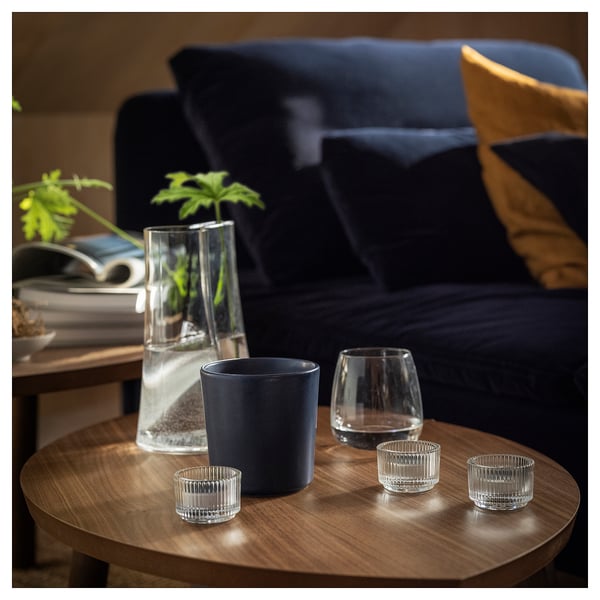 FRUKTSKOG - FRUKTSKOG Scented tealight, Vetiver & geranium/black-turquoise, 3.5 hr