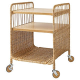 FRYKSÅS storage unit on castors, rattan, 37x53 cm