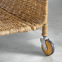 FRYKSÅS - Storage unit on castors, rattan, 37x53 cm