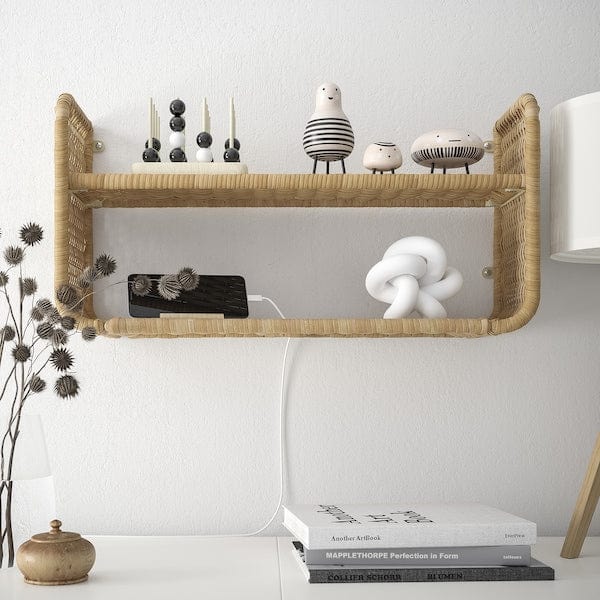 Ikea FRYKSÅS - Wall shelf, rattan, 60x20 cm
