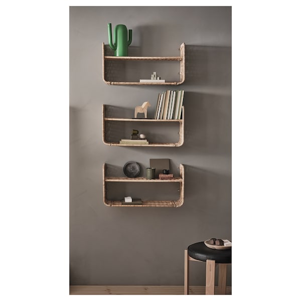 FRYKSÅS - Wall shelf, rattan, 60x20 cm