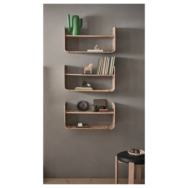 FRYKSÅS wall shelf, rattan, 60x20 cm