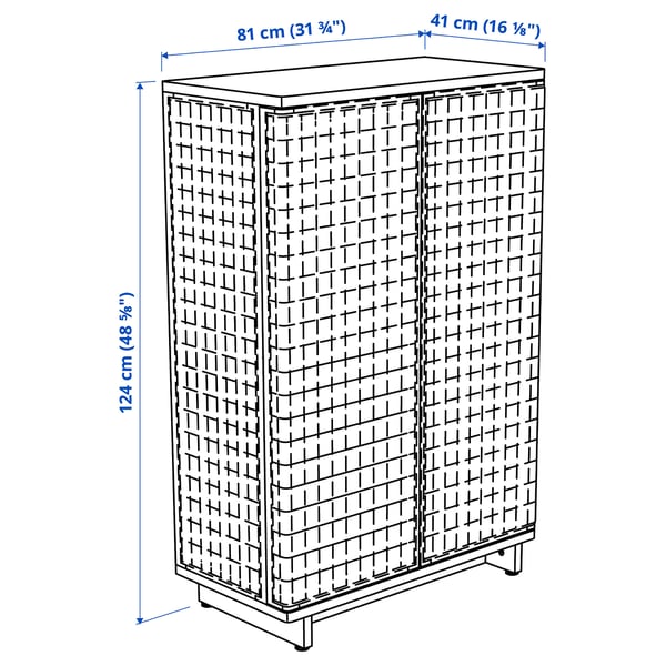FRYKSÅS cabinet, rattan, 81x124 cm