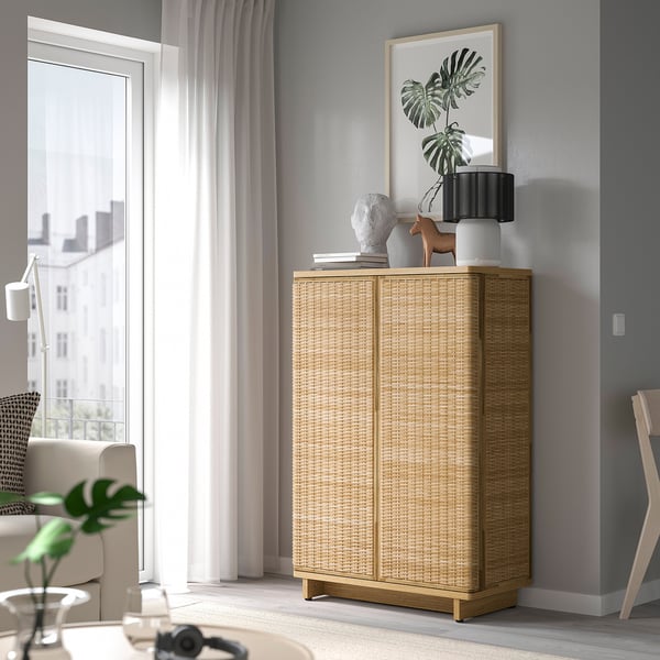 FRYKSÅS cabinet, rattan, 81x124 cm