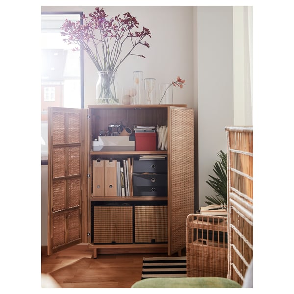 FRYKSÅS cabinet, rattan, 81x124 cm