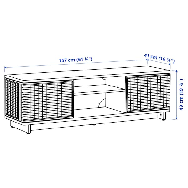 Ikea FRYKSÅS - TV bench, rattan, 157x41x49 cm