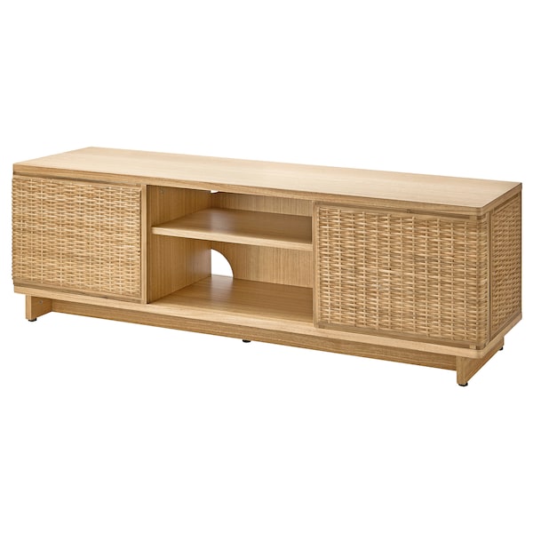 FRYKSÅS - TV bench, rattan, 157x41x49 cm