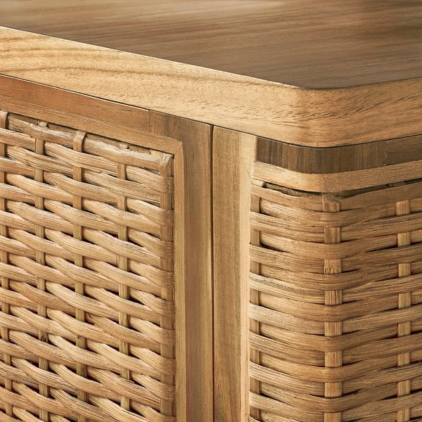 FRYKSÅS - FRYKSÅS TV bench, rattan, 157x41x49 cm