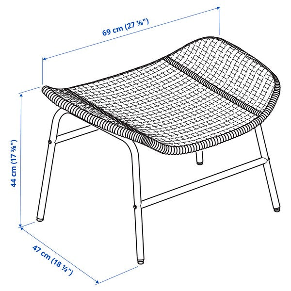 FRYKSÅS - Footstool, Risane/natural rattan