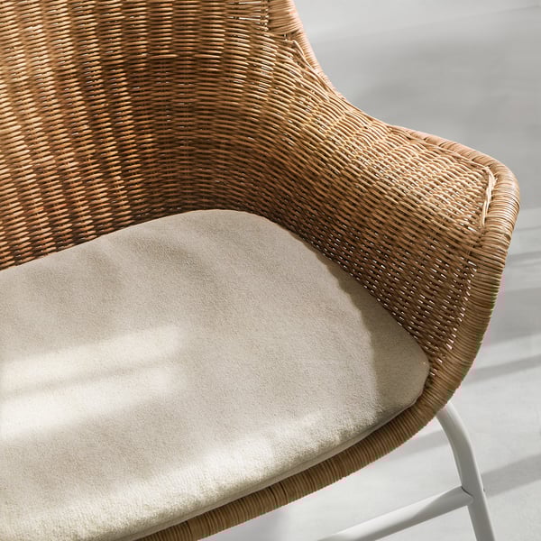FRYKSÅS armchair with cushion, rattan/Risane natural