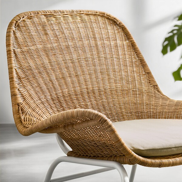 FRYKSÅS - Armchair with cushion, rattan/natural rattan