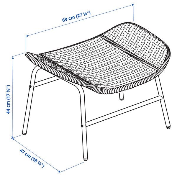 Ikea FRYKSÅS - Armchair and footstool, rattan/natural rattan