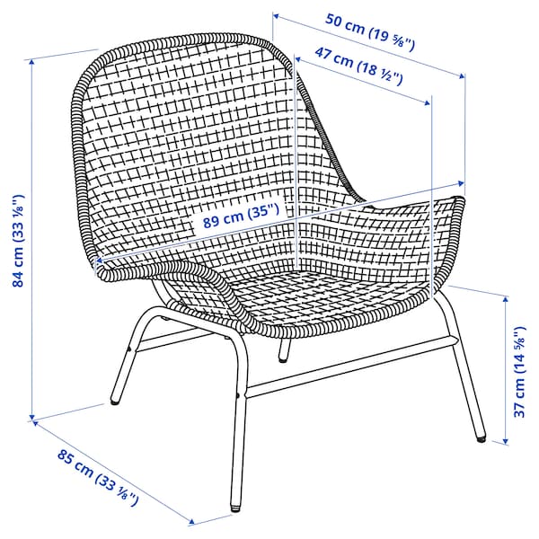 Ikea FRYKSÅS - Armchair and footstool, rattan/natural rattan