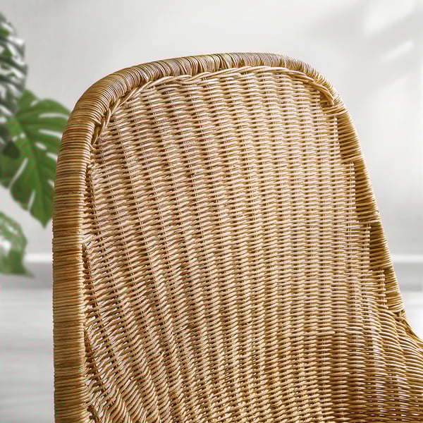 FRYKSÅS armchair and footstool, rattan/Risane natural