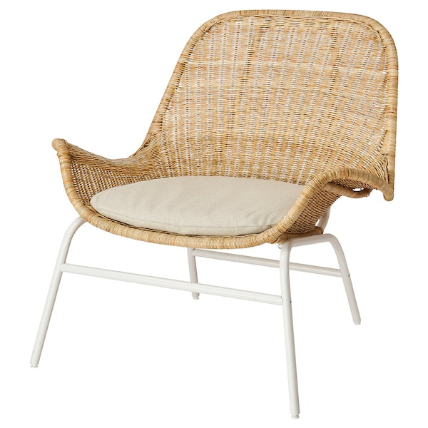 FRYKSÅS - Armchair and footstool, rattan/natural rattan