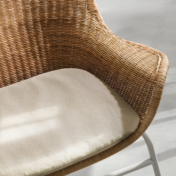 FRYKSÅS - Armchair and footstool, rattan/natural rattan