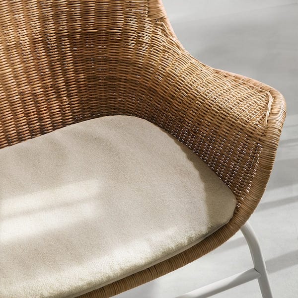 Ikea FRYKSÅS - Armchair and footstool, rattan/natural rattan