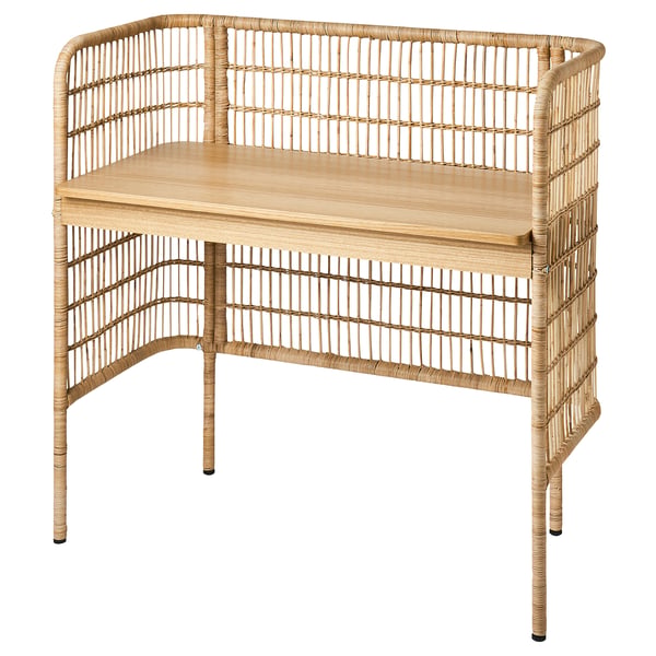 FRYKSÅS desk, rattan, 110x54 cm