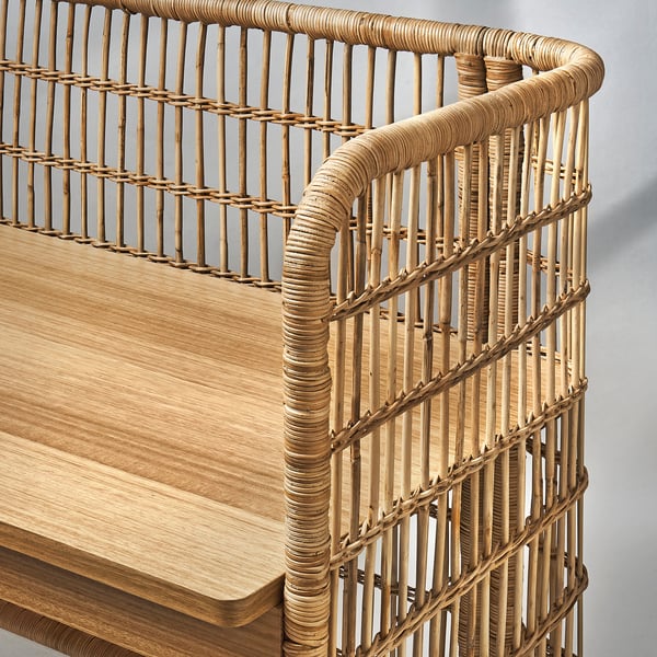 FRYKSÅS desk, rattan, 110x54 cm
