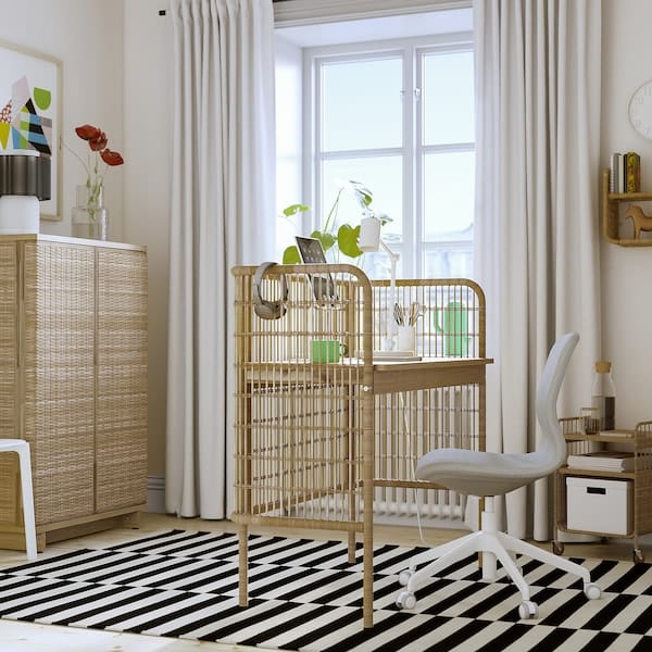 Ikea FRYKSÅS - Desk, rattan, 110x54 cm