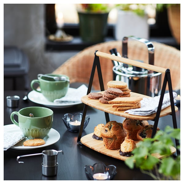 FULLSPÄCKAD serving tray, bamboo/black, 28x20 cm