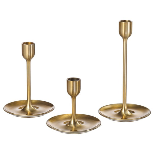 FULLTALIG candlestick, set of 3, brass-colour