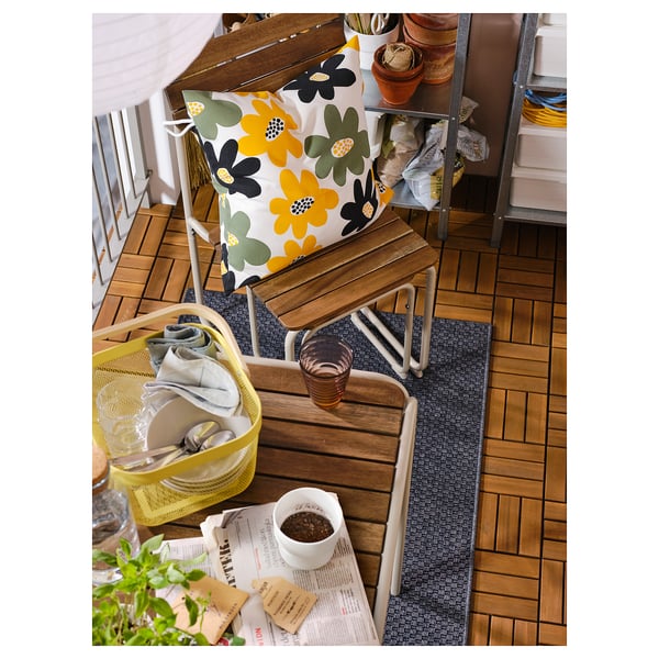 FURUÖN dining table w 2 chairs+2 footstl, brown/outdoor, 75x31 cm
