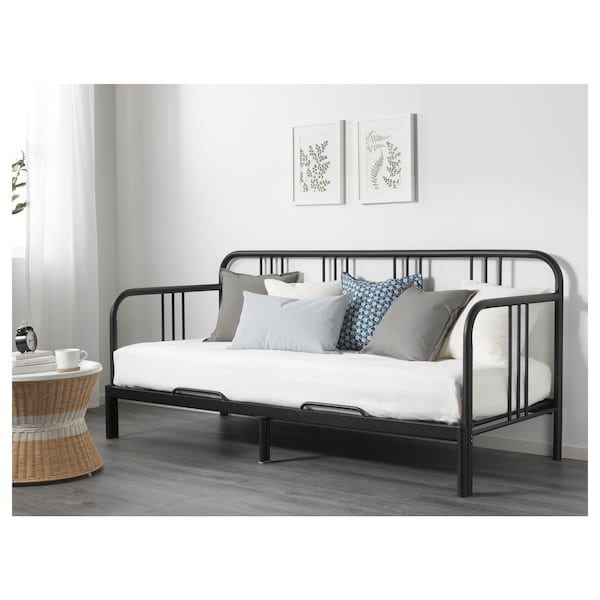 FYRESDAL Sofa bed with 2 mattresses - black/Ågotnes rigid 80x200 cm , 80x200 cm