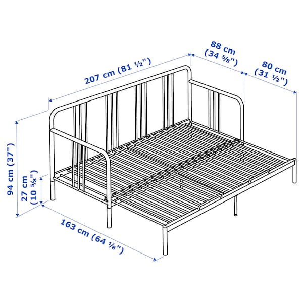 FYRESDAL Sofa bed with 2 mattresses - black/Ågotnes rigid 80x200 cm , 80x200 cm