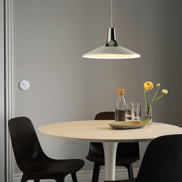 FYRTIOFYRA pendant lamp, chrome effect/white, 38 cm