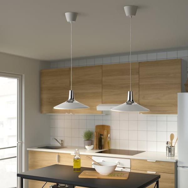 FYRTIOFYRA pendant lamp, chrome effect/white, 38 cm