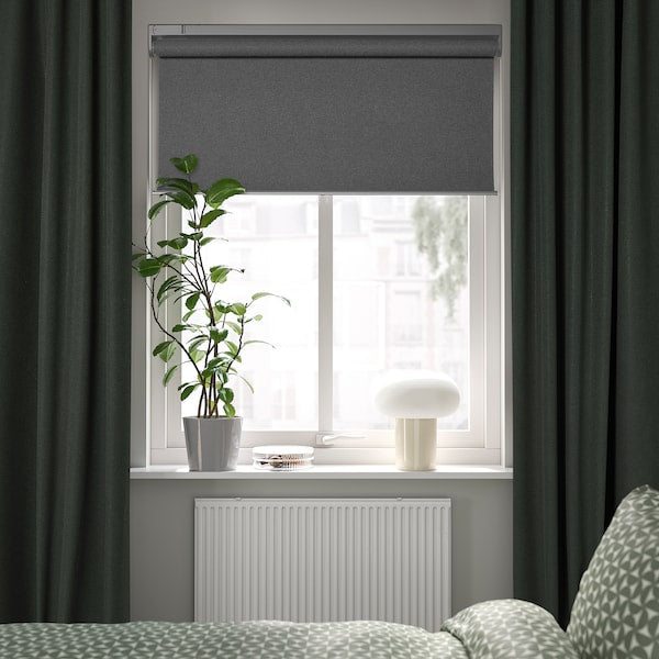 FYRTUR Blackout roller curtain - 100x195 cm grey wireless/battery , 100x195 cm