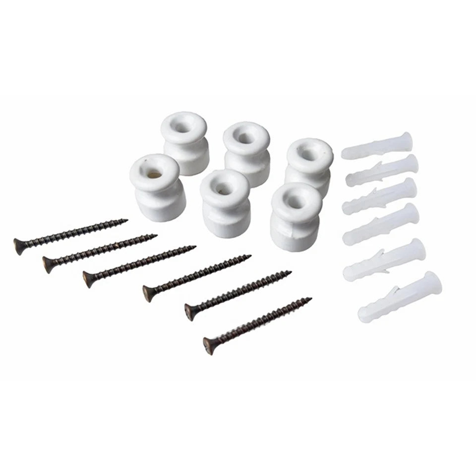 6 CERAMIC SCREW INSULATORS DIA 18MMB