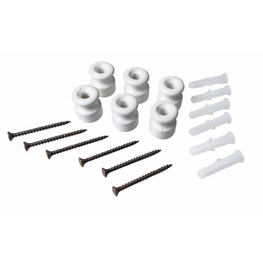 6 CERAMIC SCREW INSULATORS DIA 18MMB