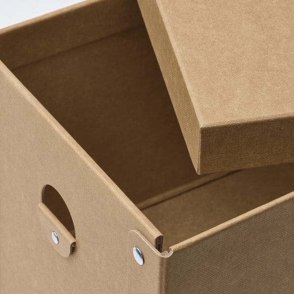 GÄRDESGÅRD storage box with lid, natural, 18x25x16 cm