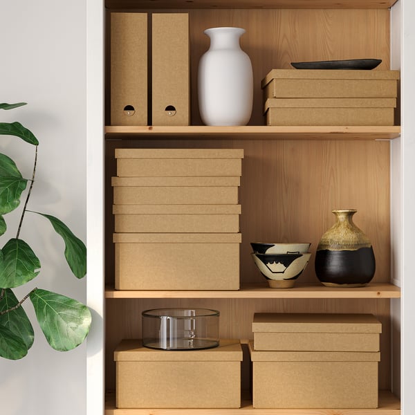 GÄRDESGÅRD box with lid, natural, 25x35x8 cm