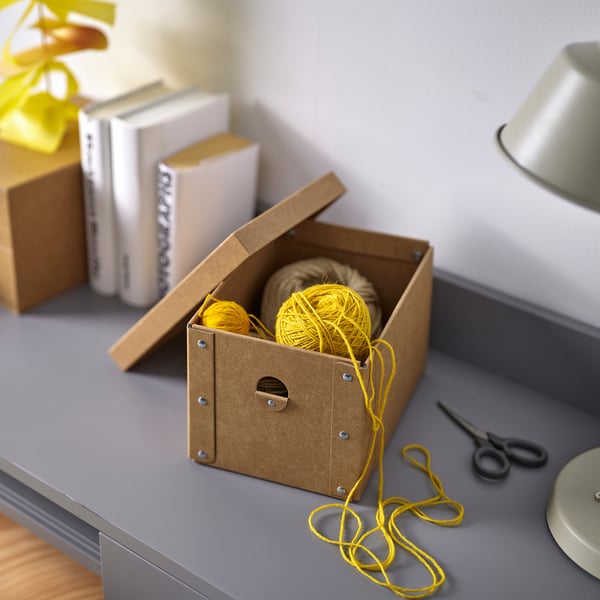 GÄRDESGÅRD storage box with lid, natural, 18x25x16 cm