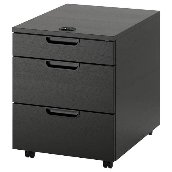 GALANT drawer unit on castors, black stained ash veneer, 45x55 cm