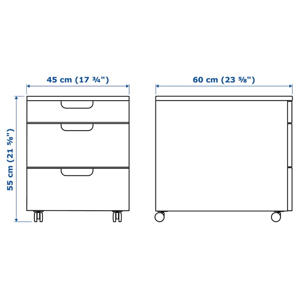 GALANT drawer unit on castors, black stained ash veneer, 45x55 cm