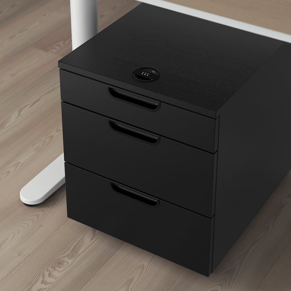 GALANT drawer unit on castors, black stained ash veneer, 45x55 cm