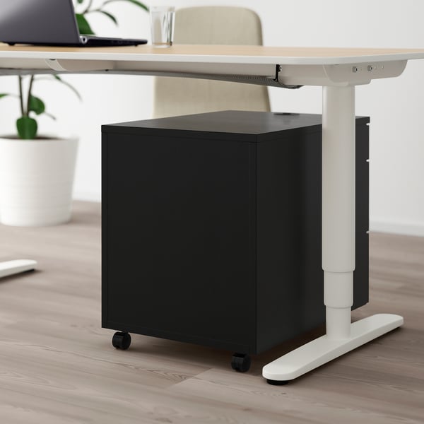 GALANT drawer unit on castors, black stained ash veneer, 45x55 cm
