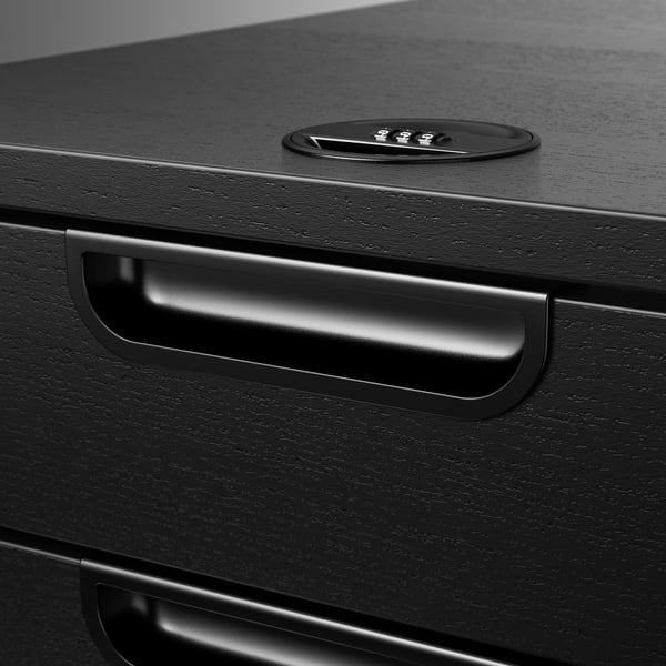 GALANT drawer unit on castors, black stained ash veneer, 45x55 cm