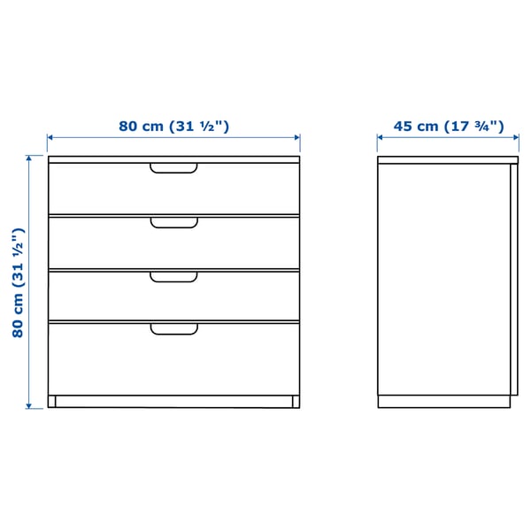 GALANT - GALANT Drawer unit, black stained ash veneer, 80x80 cm