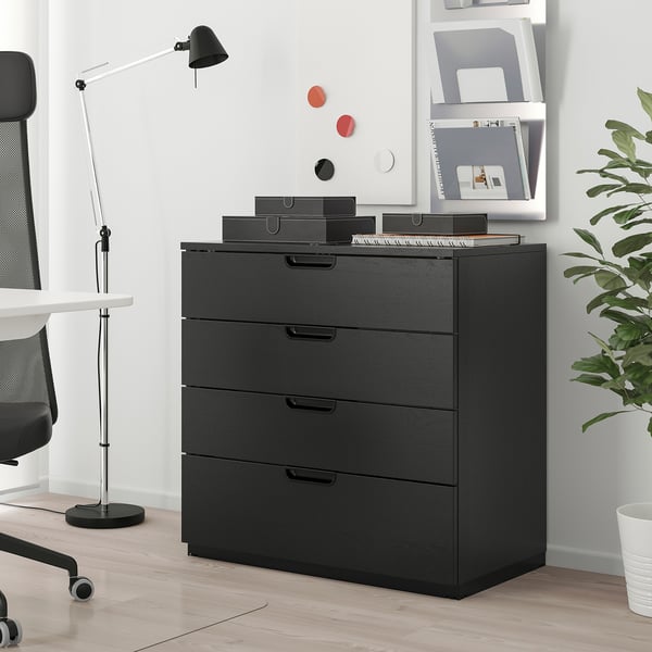 GALANT drawer unit, black stained ash veneer, 80x80 cm