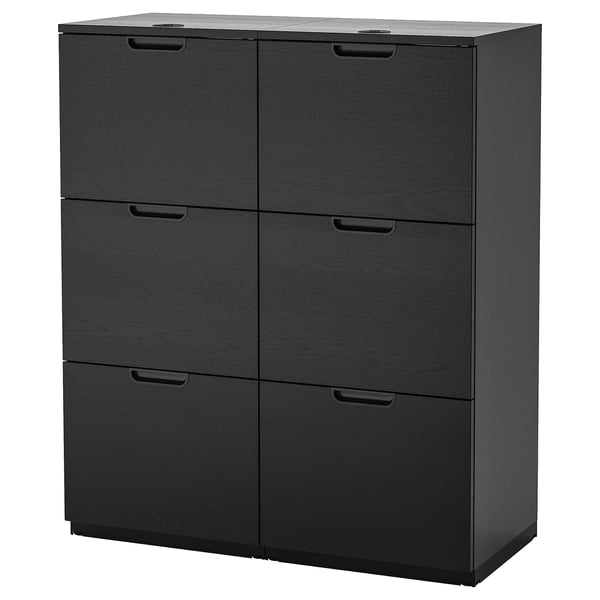 GALANT storage combination with filing, black stained ash veneer, 102x120 cm