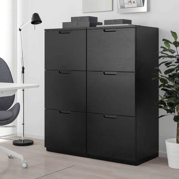 GALANT storage combination with filing, black stained ash veneer, 102x120 cm
