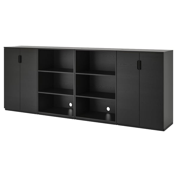 GALANT - Storage combination, black stained ash veneer, 320x120 cm