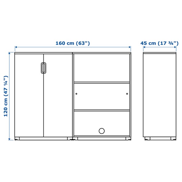 GALANT storage combination, black stained ash veneer, 160x120 cm