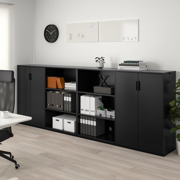 GALANT - Storage combination, black stained ash veneer, 320x120 cm