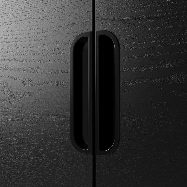 GALANT - GALANT Cabinet with doors, black stained ash veneer, 80x120 cm